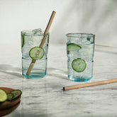 Jove Blue Glass Tumbler Set of 2 (Tall) - ellementry